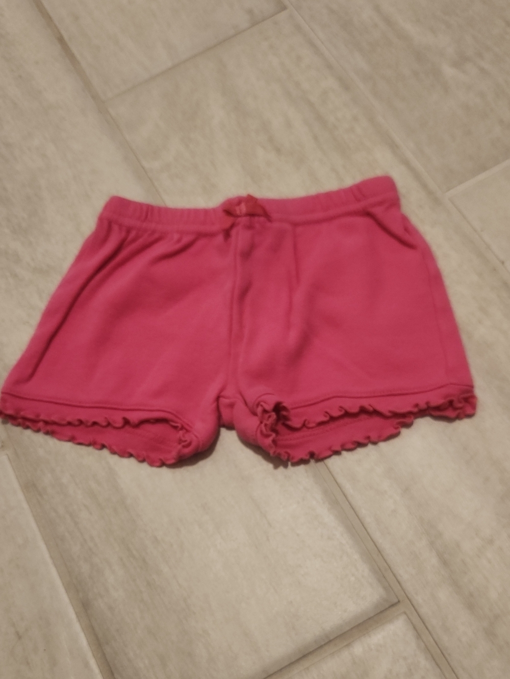 Girls Pink Ruffle Hem Knit Shorts